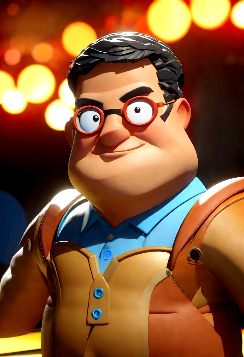 Cartoon character of a man with black glasses and a blue shirt, animation character, Caractere estilizado, animation style rendering, 3D estilizado, Arnold Maya render, 3 d render stylized, toon render keyshot, Personagem 3D, Personagem 3D, 3d rendering stylized, 3 d character render, personagem de desenho animado, Personagem de close up, Pose de personagem, (Estilo Pixar) (master part:1.2) (Bokeh) (best quality) (pele detalhada) (textura detalhada) (8k) (argila) (Cinematic lighting) (foco nítido