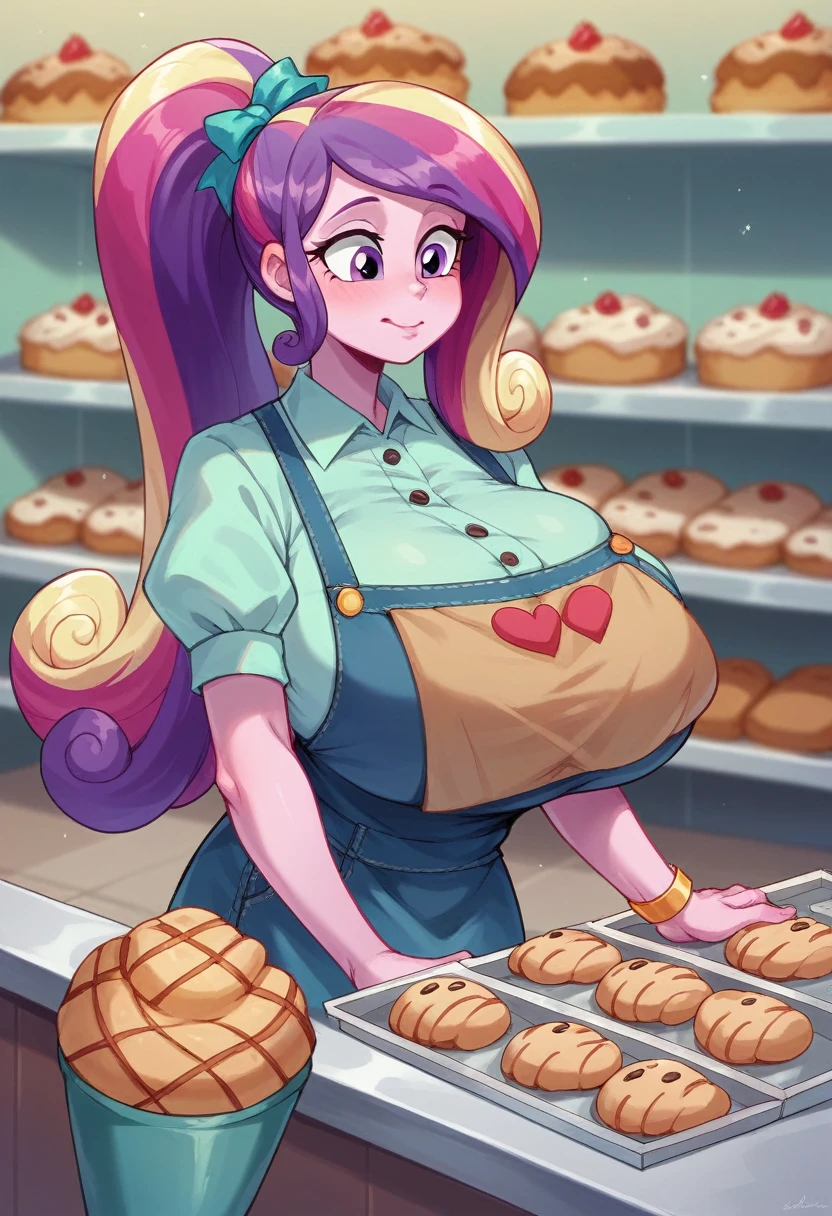 my little pony equestria girls princess cadence , HUGE titties , shoppers by at a bakery