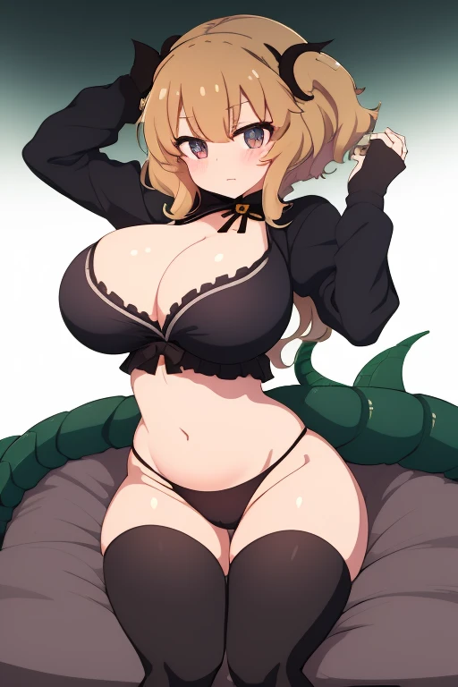1girl, with huge breasts, Ilulu (dragon maid), Yukari (girls und panzer)