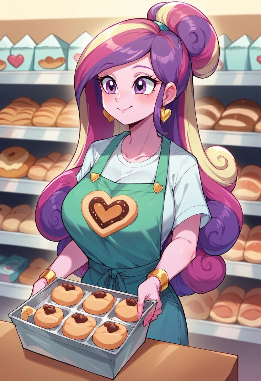 my little pony equestria girls princess cadence , HUGE titties , shopping at a bakery
