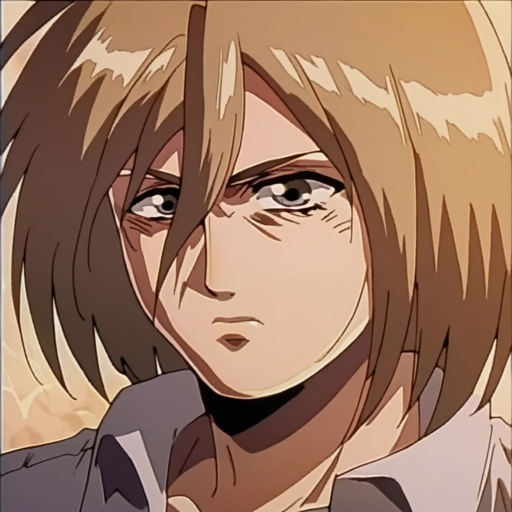 Mikasa Ackerman from attack on Titan, 1990's anime art style, high detail, upper half of body in frame