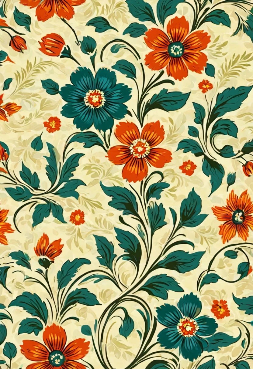 Vintage Seamless Wallpaper Pattern. Floral, Colorful, Printing, Design, white, seamless, Tilatable, ornament detached.