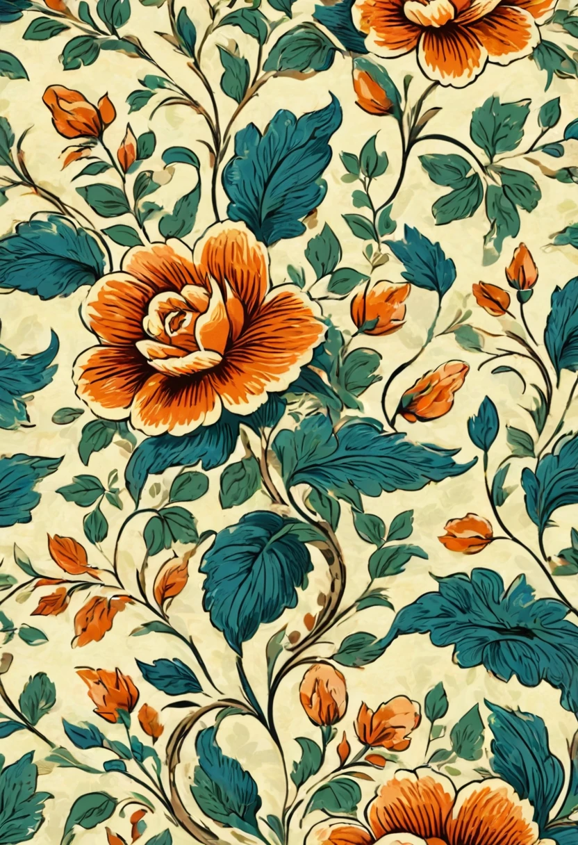 Vintage Seamless Wallpaper Pattern. Floral, Colorful, Printing, Design, white, seamless, Tilatable, ornament detached.