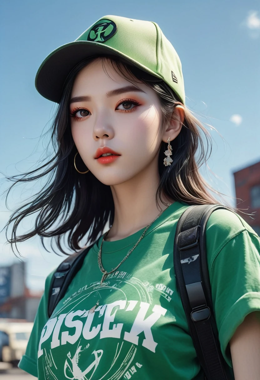 (Transparent Hip Hop Girl:0.65), (Hip-hop costumes:0.65),透明Light线追踪,crazy hip hop style,Baseball cap,Blue denim ripped jeans。Green T-shirt,Surreal, Visual exaggeration, Nano punk,Atomic Punch, gather ,Circuit,Light,♒︎,Pisces, ♓︎,Unreal Engine,Octane Rendering,V-Ray,High Detail ,Super quality,high resolution,Surrealism,16K,Ultra wide angle,satellite view,生物发Light,