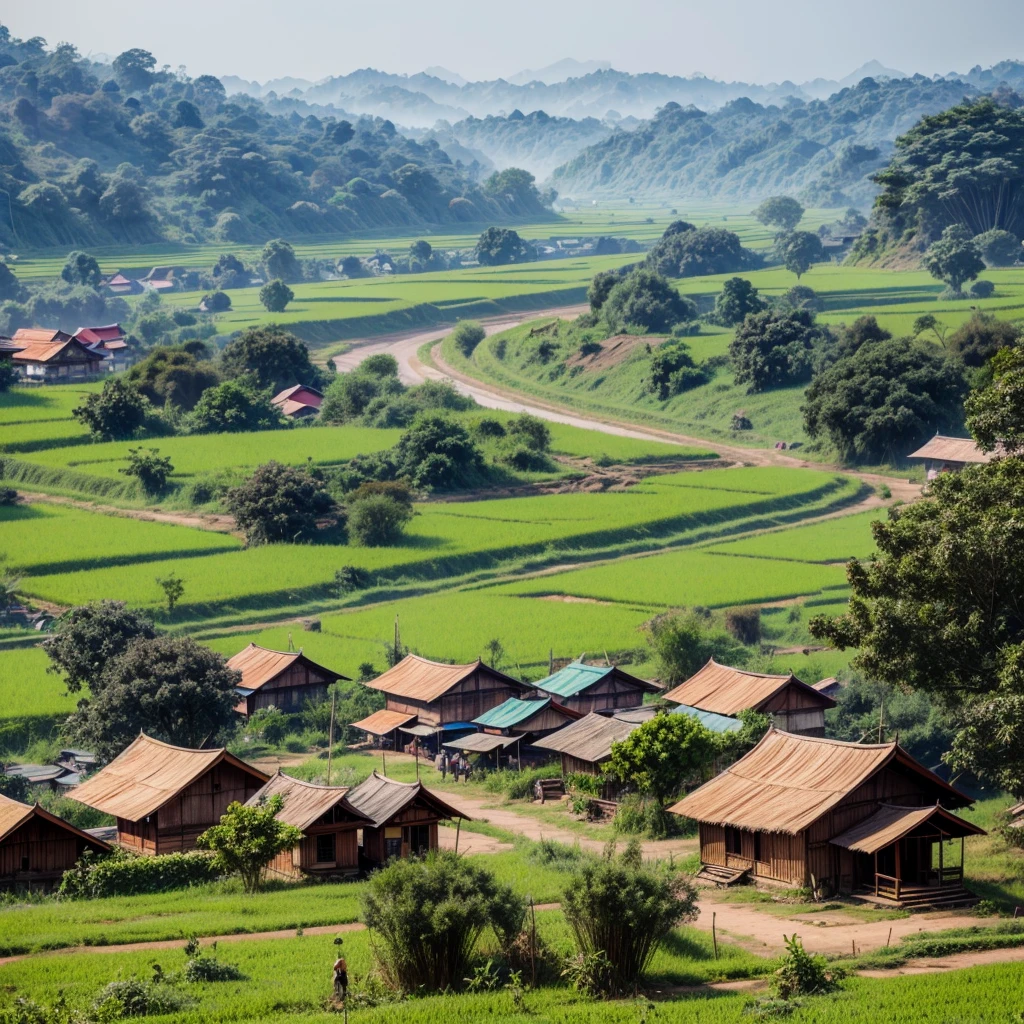 beautiful village and nature views in myanmar