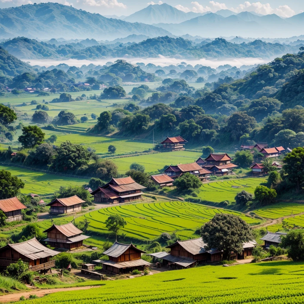 beautiful village and nature views in myanmar