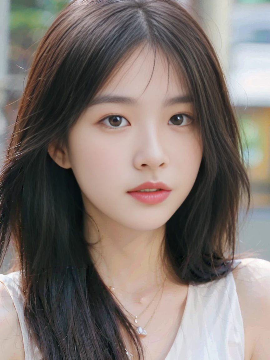 black hair、Light brown eyes ultra high resolution、(Fine tune)、(Detailed facial features)、Beauty、8k resolution、model、Refreshing solid color background、Soft Light