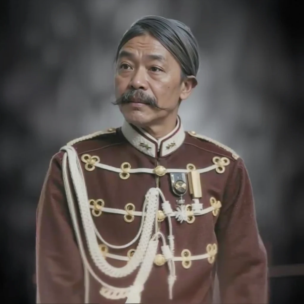 A realistis indonesian man face age 45 years wear a brown uniform,ultra hd 8 k