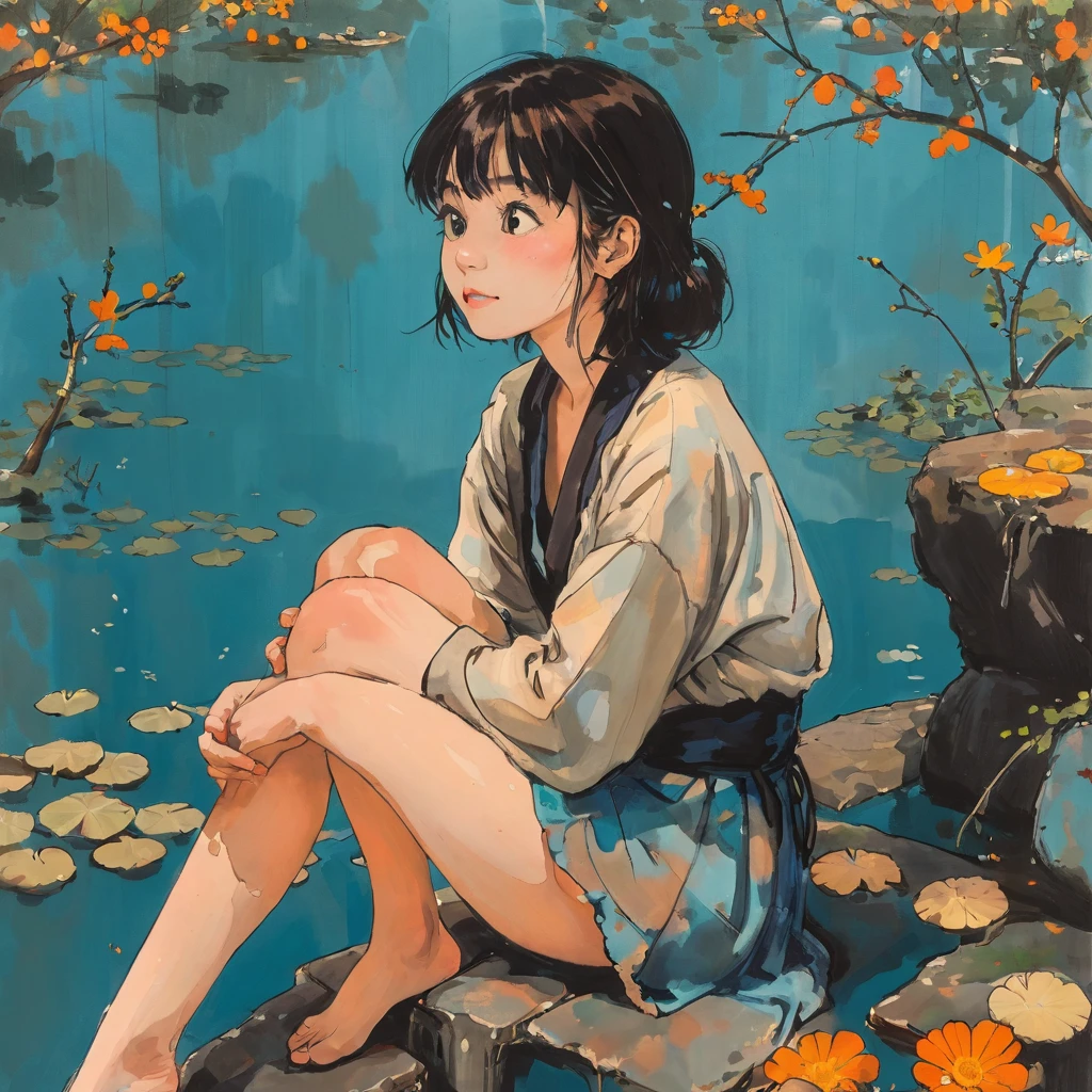 Girl holding her knees