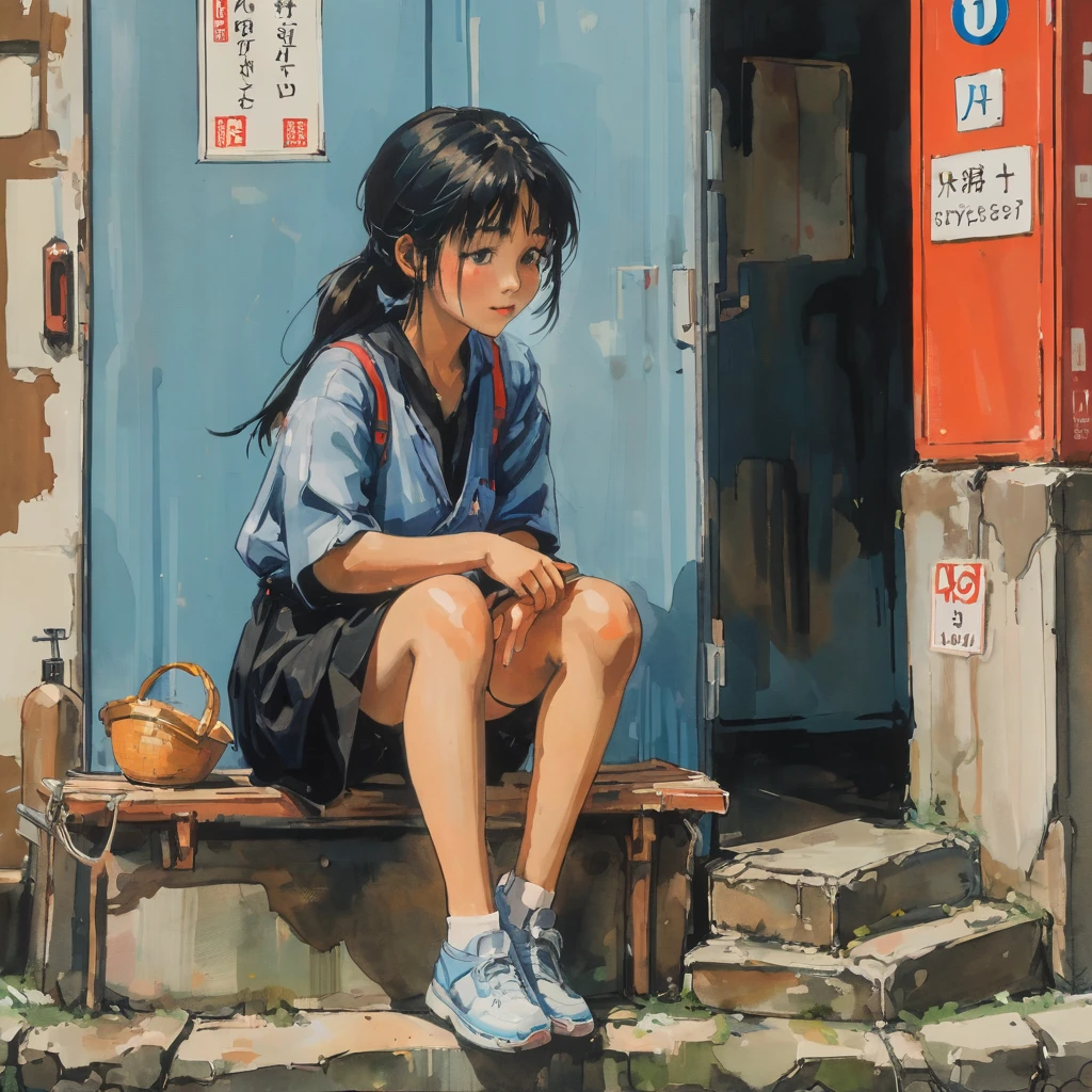 Girl holding her knees