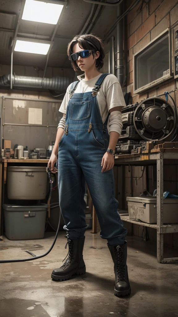 (Highest quality, 4K, masterpiece :1.3), One girl, (vaporpunk), scenery, vaporpunk room engine, Engine Repair, gear, gear, vapor, boots, Overalls, goggles, Dirty Face, Are standing, mechanical, Oil on the floor, Dirty floor