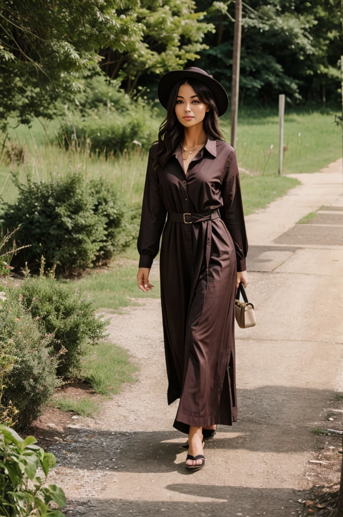 A woman dressed a well