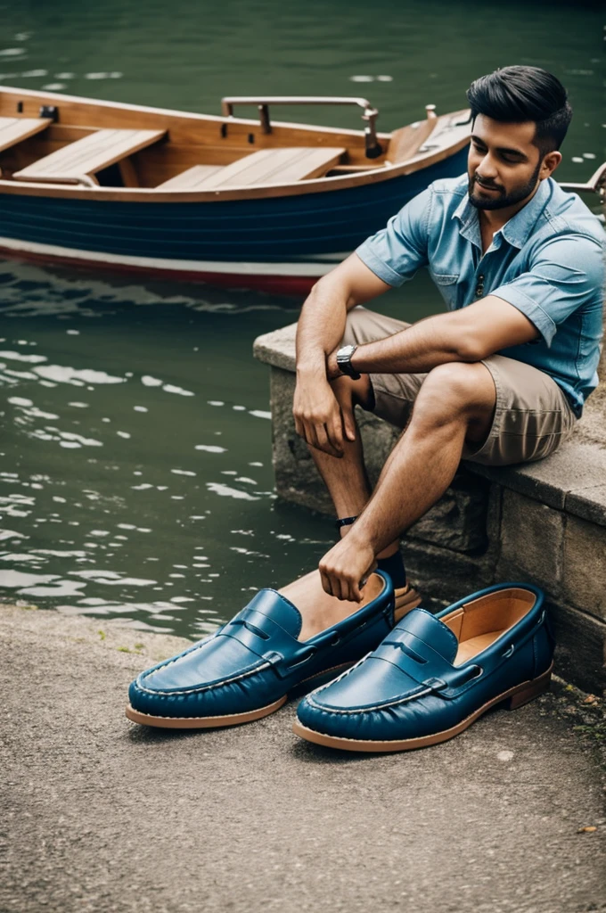 Man with boat-shaped shoes