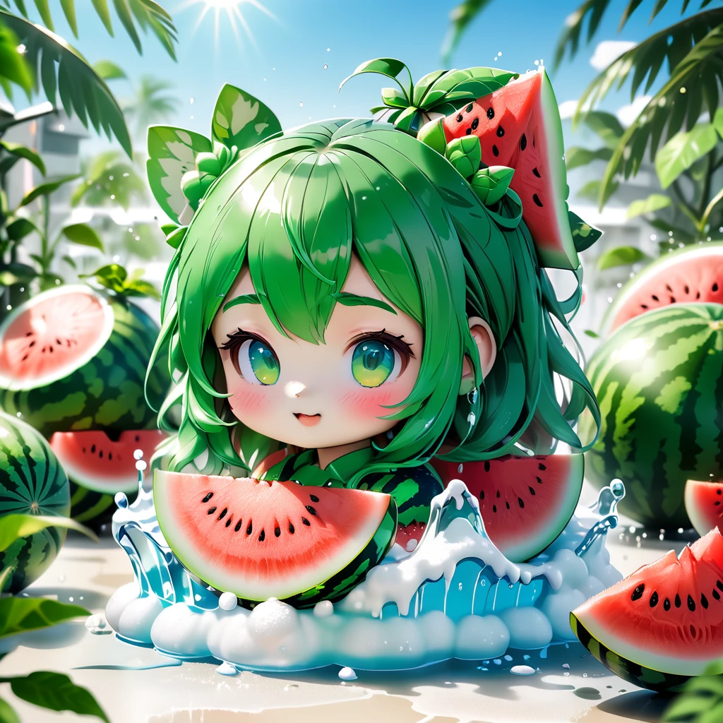 Manga style, ice cube, watermelon, Special Features, Popular market style styles and models blind boxes, Sunshine shining, Octane Rendering and Blender, super high quality, distinct features, Ultra HD and 8K resolution,Fresh hand drawn illustrations,Furry