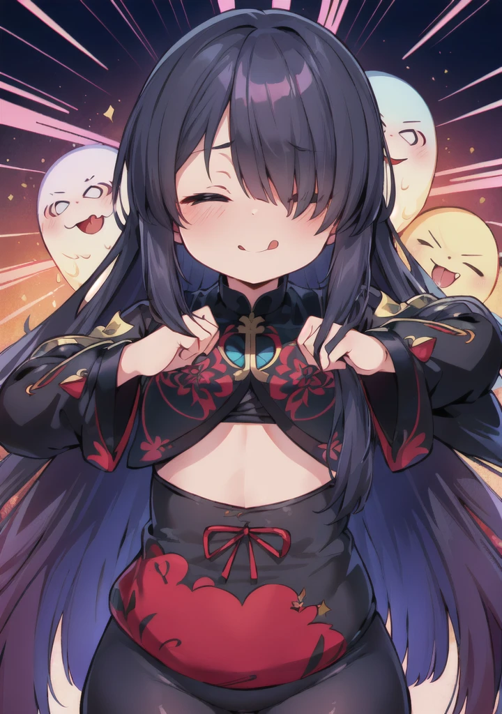 (((Characteristic clothing))),(((high quality))),Unshaven, Cloudy eyes,Anime Style,Long Tongue,Sticking out tongue,Obscene lines,Fatty face,Fallen into evil,Sexual,clumsy smile,((Unshavenの髪)),((((Long hair that covers the eyes)))),transformation,Long Hair,Attention to detail