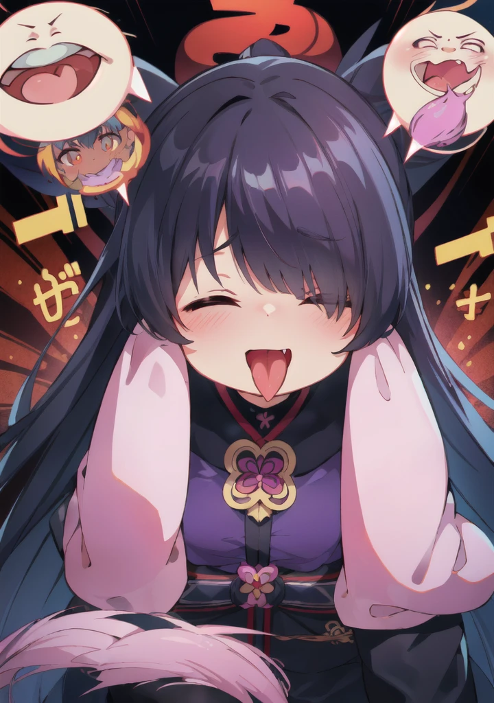 (((Characteristic clothing))),(((high quality))),Unshaven, Cloudy eyes,Anime Style,Long Tongue,Sticking out tongue,Obscene lines,Fatty face,Fallen into evil,Sexual,clumsy smile,((Unshavenの髪)),((((Long hair that covers the eyes)))),transformation,Long Hair,Attention to detail