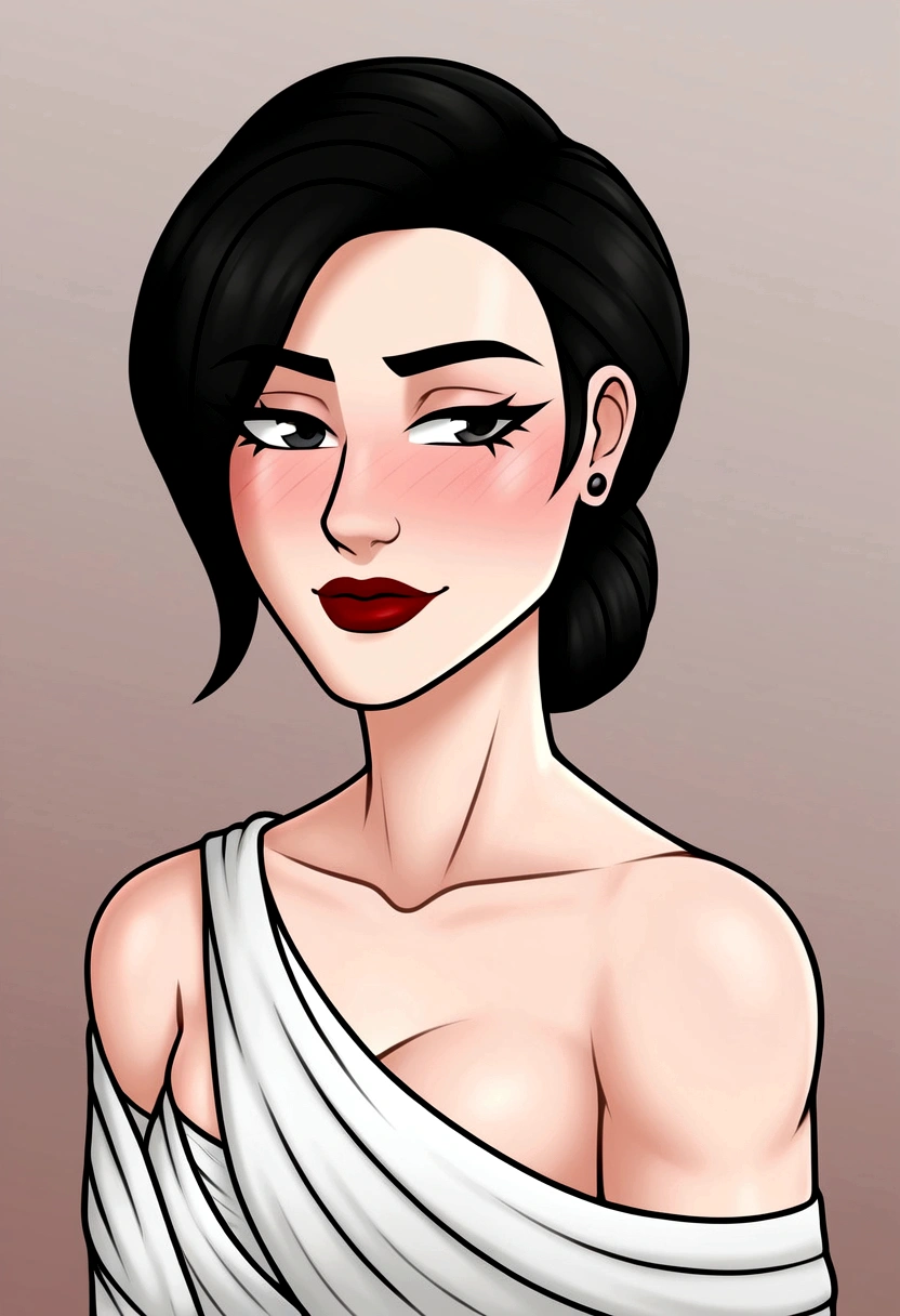 While letting out lewd voices, she shook her black hair.、Panting heavily