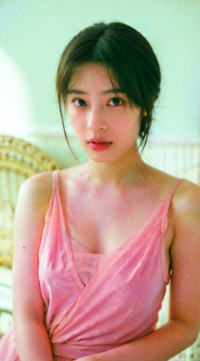 Best quality, masterpiece, ultra high res, (photorealistic:1.5), raw photo, 1girl, in the dark, deep shadow, low key, cold light, sexy look, short hair, swimsuit