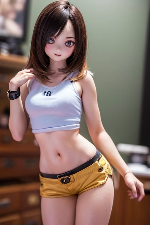 (NFSR8k:1.10, Highest quality, masterpiece:1.2), Very detailed, (High brightness:1.3), (High Contrast:1.1), (High chroma:1.1), (Anime screenshots:1.20), (((Perverted short girl:1.30))), ((hair ornaments:1.2)), Hair between the eyes, Blonde, bangs, ((short hair)), Green Eyes, skin, (((Long Hair:1.10))), (((Both sides up:1.10))), ((Beautiful Eyes:1.10)), (cuteeyes:1.10), ((Eye for details:1.5)), cute, (((((Big Tits:1.30, valley:1.10, breast:1.10))))), (((Puffy nipples))), (((((One white tank top with a low neckline for adult men in size 3L:1.30))))), ((the body is slim:1.10)), ((Sensual blush)), ((Standing on tiptoes:1.5)), (Outdoor, Beach, Waterfront, Day), ((whole body:1.2)), (cute 卑猥なO顔:1.20, Stick your tongue out), ((Squat:1.10, Spread your legs wide:1.5)), (Shiny地skin:1.10), (Oil地skin:1.5), ((Very seating:1.10)), ((((幼女右手で右breastを卑猥に揉みしだく:1.45, 幼女左手で左breastを卑猥に揉みしだく:1.45)))), ((Semen from a woman's vagina:1.30)), (((Basic structure of the human body:1.45)))