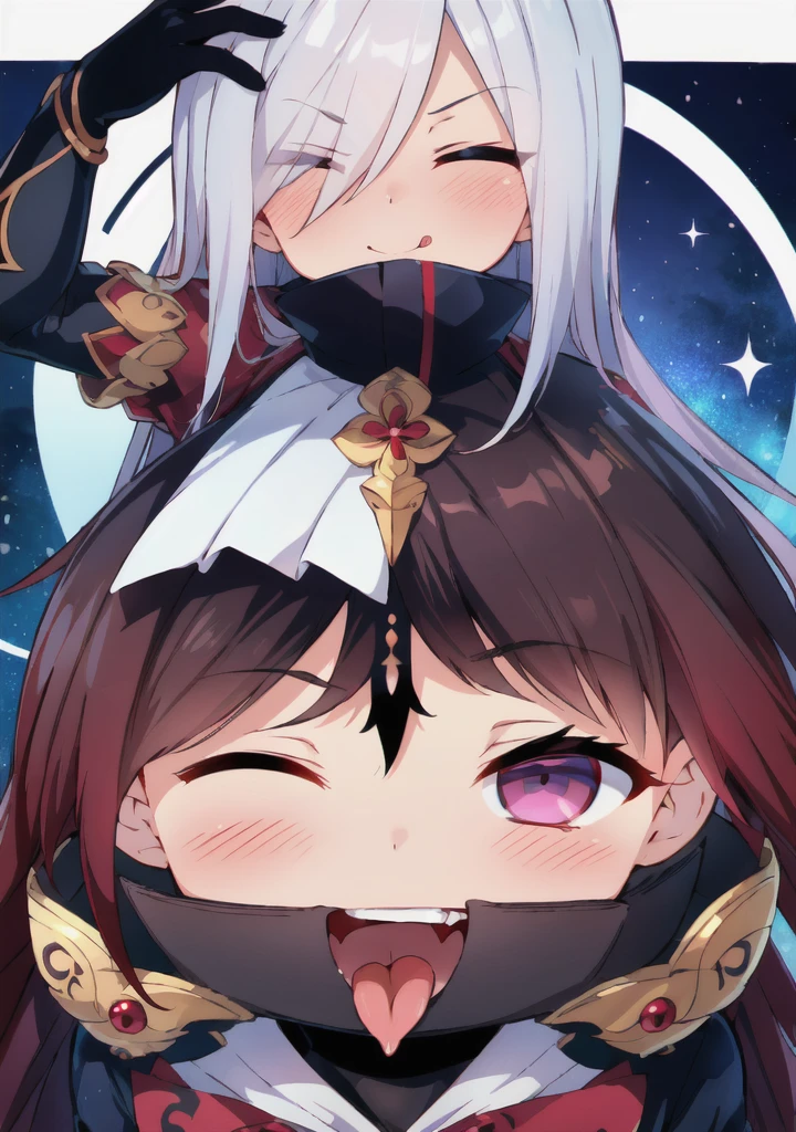 (((Characteristic clothing))),(((high quality))),Unshaven, Cloudy eyes,Anime Style,Long Tongue,Sticking out tongue,Obscene lines,Fallen into evil,Sexual,clumsy smile,((Unshavenの髪)),((((Long hair that covers the eyes)))),transformation,Long Hair,Attention to detail,sexy,Functional