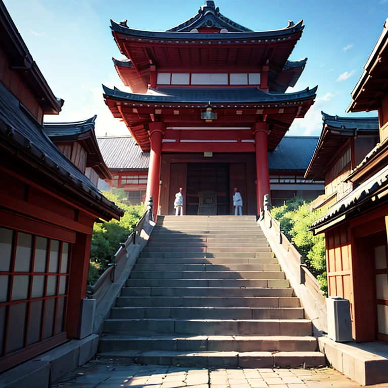 The large Hakurei Shrine at the end of a long flight of stone steps