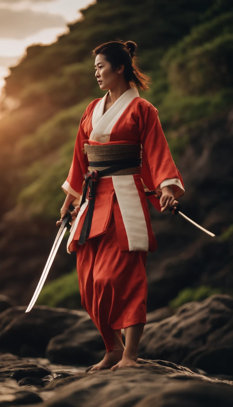 Samurai Swordsman Japanese women Swimwear Seaside Ridiculous chest emphasis