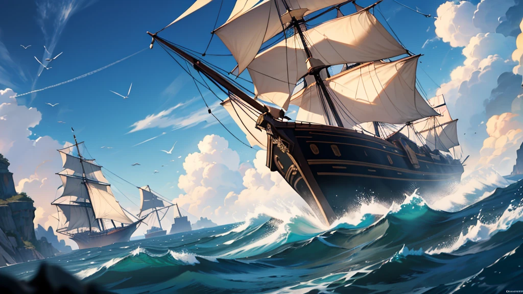 Imaginez un pirate solitaire et redoutable, dont le cœur est aussi sombre que les eaux qu'il parcourt. À bord de son navire terrifiant, aux voiles déchirées et au bois noirci, il sème la terreur sur les mers. Son regard glacial et son sourire sinistre annoncent une destinée funeste à quiconque ose croiser sa route.