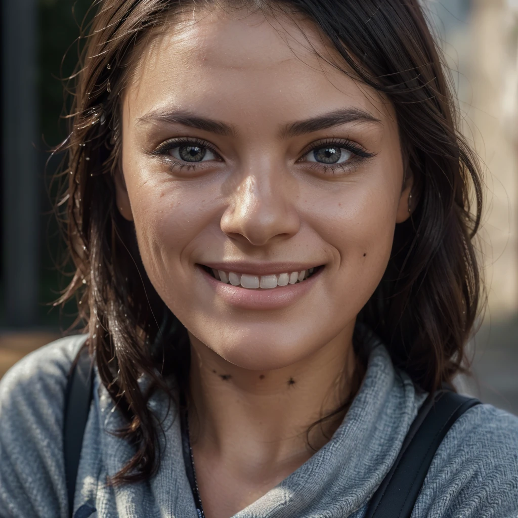 A smiling Black , detailed portrait, holding a school backpack, cheerful expression, casual clothing, (best quality,4k,8k,highres,masterpiece:1.2),ultra-detailed,(realistic,photorealistic,photo-realistic:1.37),HDR,UHD,studio lighting,vivid colors,extremely detailed eyes and face,longeyelashes,beautiful detailed eyes,beautiful detailed lips,portrait