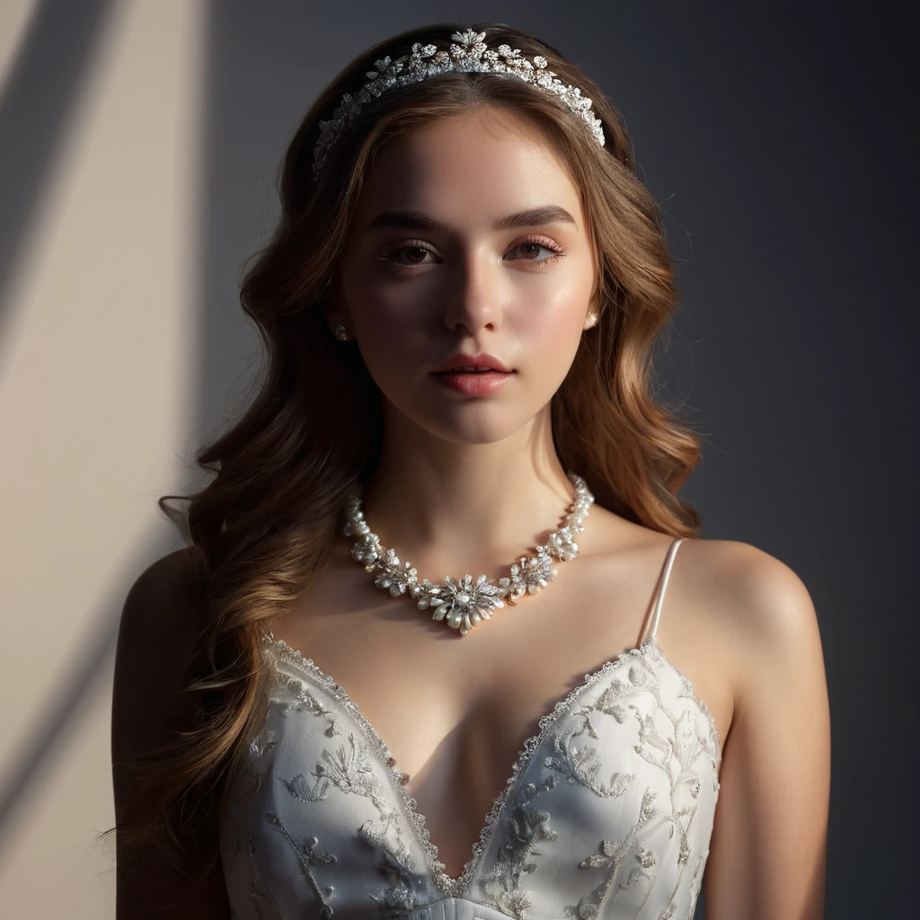 Best Quality, Masterpiece, High Resolution, 1girl, Porcelain Dress, Hair Accessories, Necklace, Jewelry, Pretty Face, On Body, Tyndall Effect, Realistic, Shadow Studio, Rim Lighting, Dual Tone Lighting, (High Detail Skins: 1.2), 8k UHD, dslr, soft light, high quality, volume light, sneak shot, photo, high resolution, 4k, 8k, background blur,