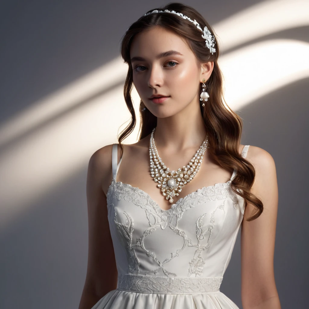 Best Quality, Masterpiece, High Resolution, 1girl, Porcelain Dress, Hair Accessories, Necklace, Jewelry, Pretty Face, On Body, Tyndall Effect, Realistic, Shadow Studio, Rim Lighting, Dual Tone Lighting, (High Detail Skins: 1.2), 8k UHD, dslr, soft light, high quality, volume light, sneak shot, photo, high resolution, 4k, 8k, background blur,