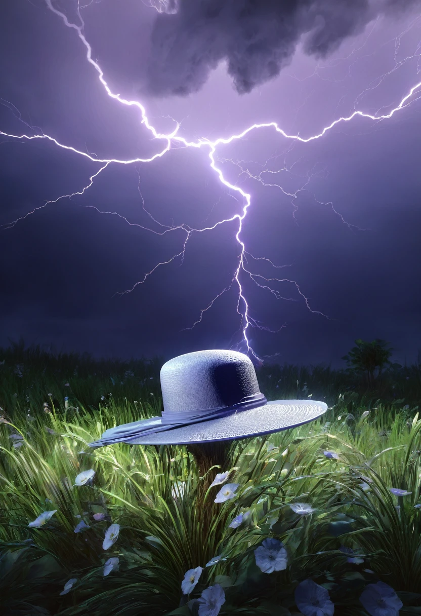 The Hats Have Eyes, different immersive, Unambiguously Biological, Yingtao, Beautiful simple form distorted by noise, atmospheric, moody, faint volumetric bloom, specular natural thunderstorm, rim light, unreal engine, octane render, trending on artstation, masterpiece