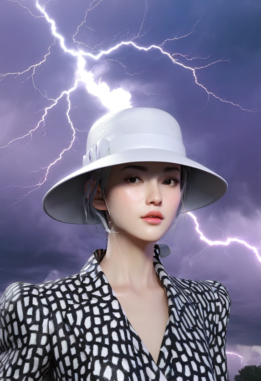 The Hats Have Eyes, different immersive, Unambiguously Biological, Yingtao, Beautiful simple form distorted by noise, atmospheric, moody, faint volumetric bloom, specular natural thunderstorm, rim light, unreal engine, octane render, trending on artstation, masterpiece