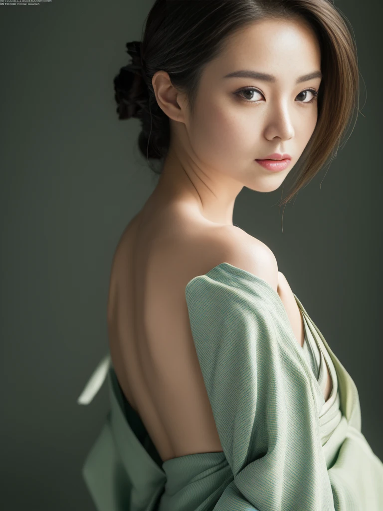 (masterpiece:1.2), ultra detailed, ultra high res, (realistic, photo realistic:1.37), high detail RAW color photo, professional photograph, an extremely delicate and beautiful, extremely detailed, finely detail, huge file size, extremely detailed beautiful girl, extremely detailed face, extremely detailed eyes, extremely detailed skin, extremely detailed nose, extremely detailed mouth, perfect anatomy, highly detailed background, (a famous actress of Japan:1.2), (gal:1.1), Dynamic lighting, full body, (kimono:1.3), bare shoulders, (dynamic pose:1.4),