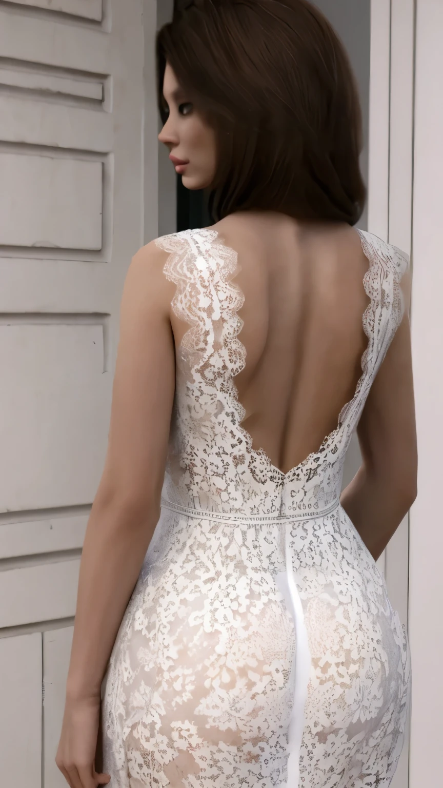 (masterpiece, best quality:1.2), 1 beautiful sexy mother, solitary（（Sexy lace dress））Perfect body，Back