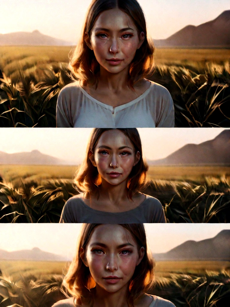 Realistic instagram photo., detailed pretty faces, expressions of contempt. Huge , three german women standing in a field, Soft natural volumetric light, cinematographic, perfect light, low view