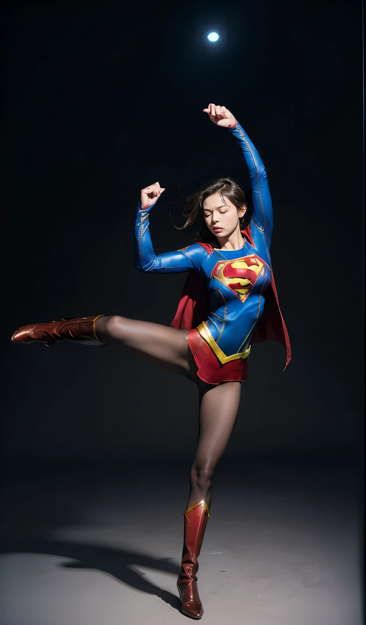No background、(((Supergirl Costumeを着用する)))、(((Detailed drawing of hands and fingers)))、(((Always close your eyes)))、He always looks like he&#39;s in pain、Always close your eyes、Keep your arms up at all times、Always with your arms in the air、(((Beautiful legs in black tights.)))、(((Stretch your legs、expensive、あなたのsufferingを合法的に表現する)))、((((Make the most of your original images)))、(((Supergirl Costume)))、(((Beautiful short bob hair)))、(((suffering)))、(((Black tights legs、Wear red boots)))、((Best image quality、8K))、((Highest quality、8K、masterpiece:1.3))、(((Preserve background )))、Sharp focus:1.2、Beautiful woman with perfect figure:1.4、Slim Abs:1.2、Wet body:1.5、Highly detailed face and skin texture、8K