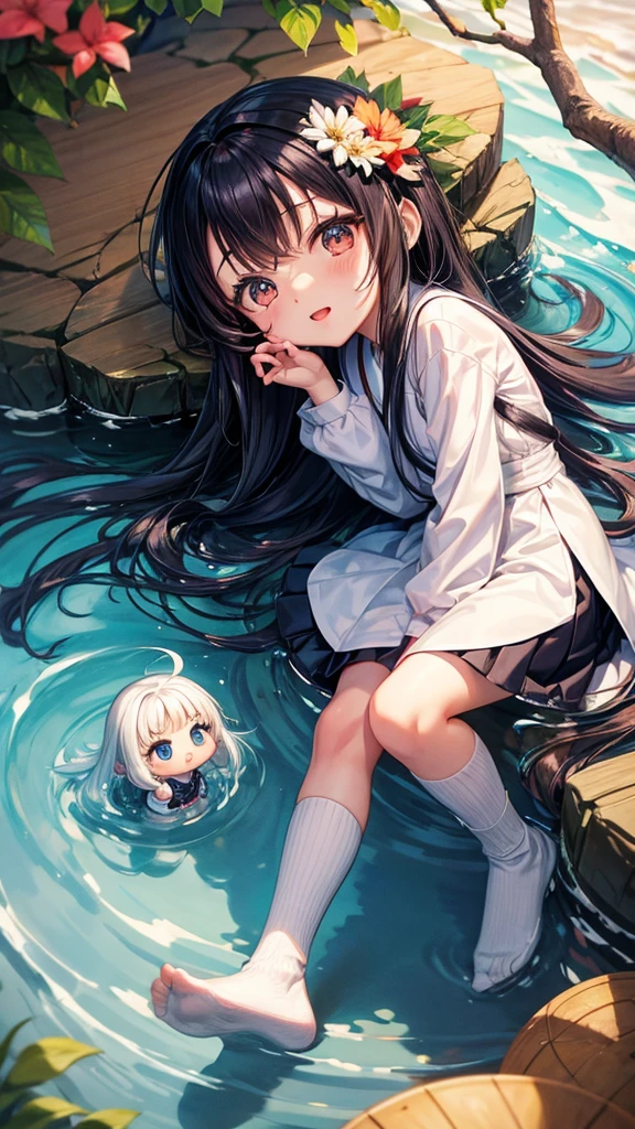 Chibi character Sadako Yamamura and Chibi character Sam Ed dog
