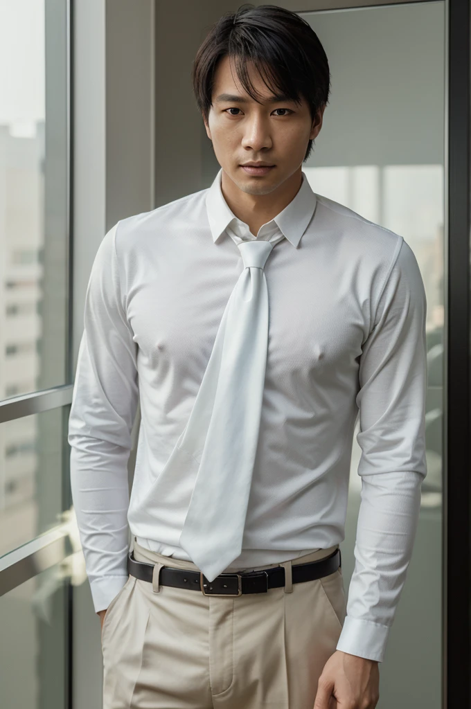 Asian people,30 years old,fit,long sleeve shirt,white,Tie, The body looks great.,
handsome,cool,soft light, Masterpiece, best quality, 8K, dslr, Film texture,Fujifilm XT3 photorealism by midjourney and greg rutkowski
