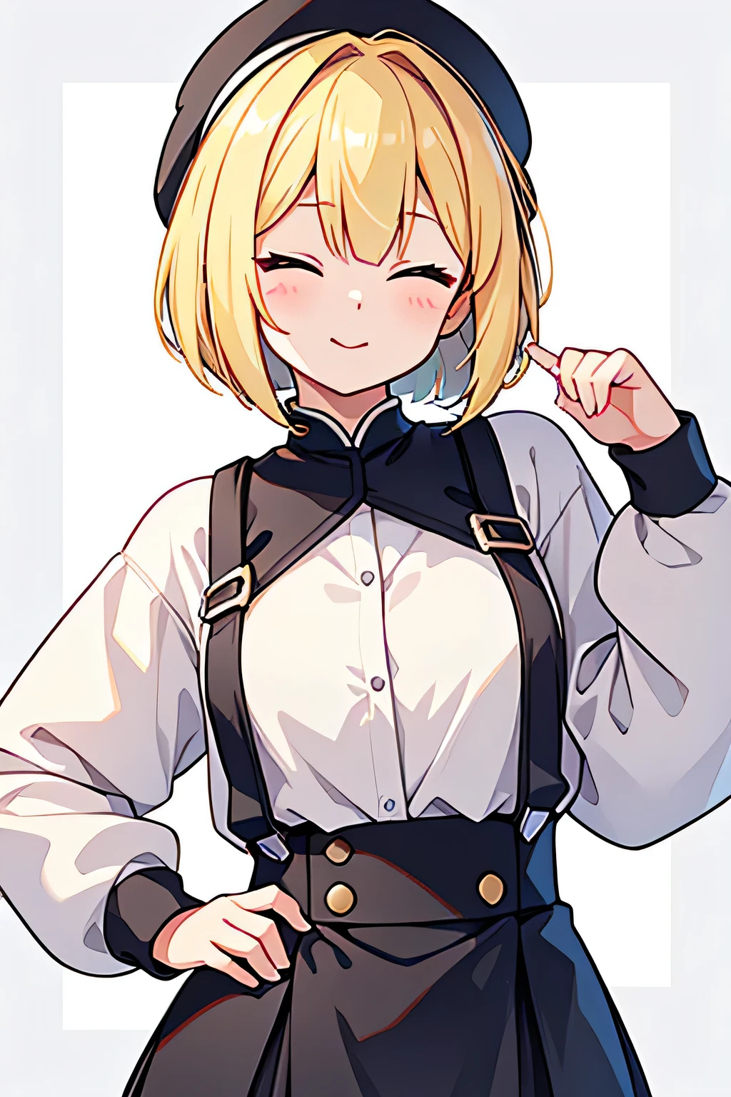 20-year-old women、cute、Blonde、Bob hairstyle、The right eye is closed、Left eye closed、Background white、No background