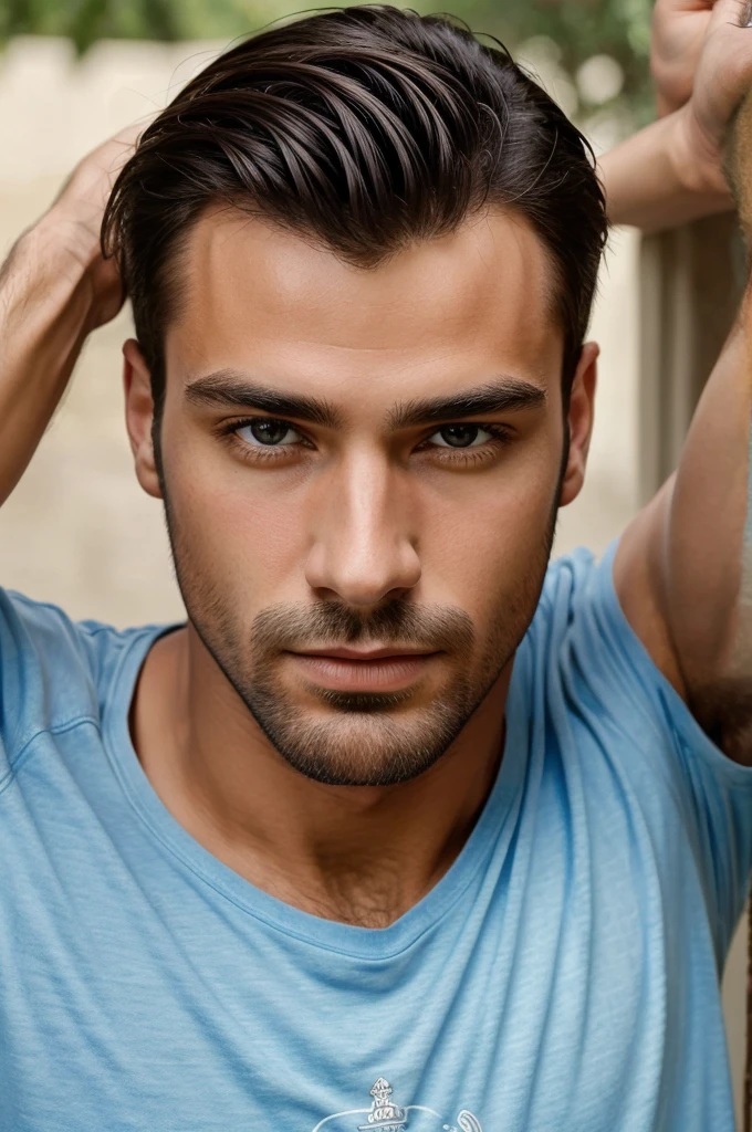 ((best quality)), ((masterpiece)), (detailed), perfect face ,man in t-shirt, upper body images,