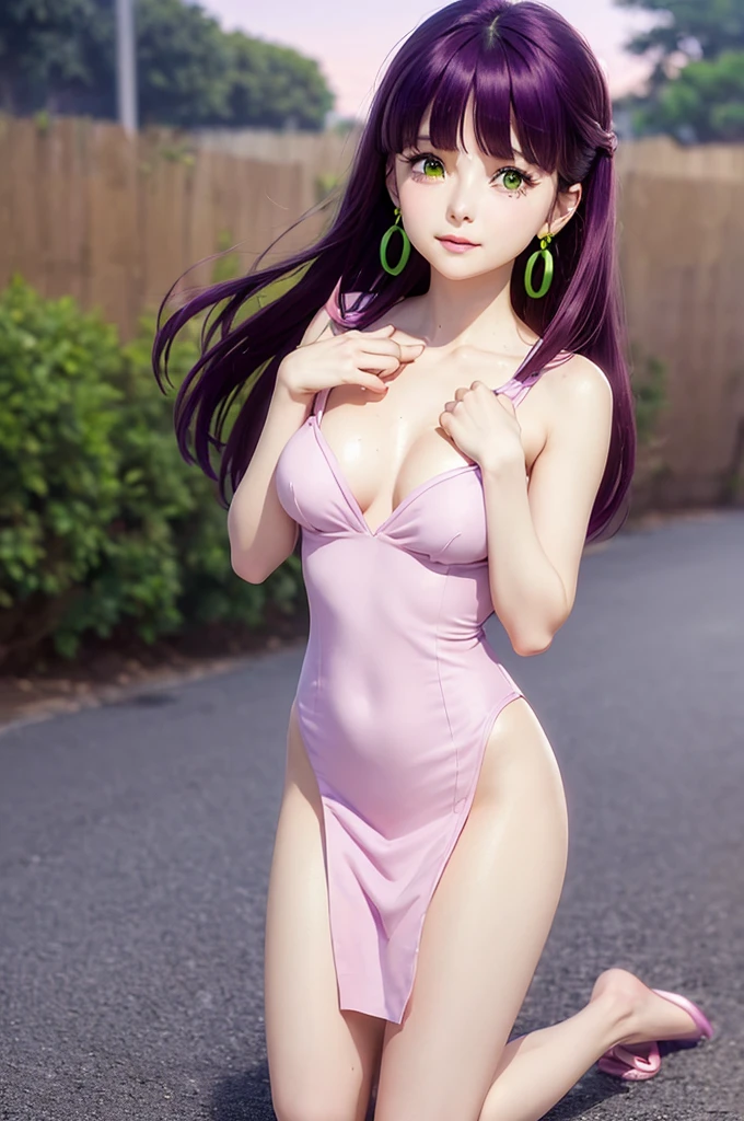 anime girl in pink wet clothes, Realistic Shadows, Detailed skin, Very small breasts, Black Hair, Hair Ribbon, Very detailed, 8kのVery detailedな顔, perfect face shape, Perfect Lips, Perfect Nose, Correct beautiful eyes, Audience, masterpiece, Highest quality, Single women, Very good, No pants, alone