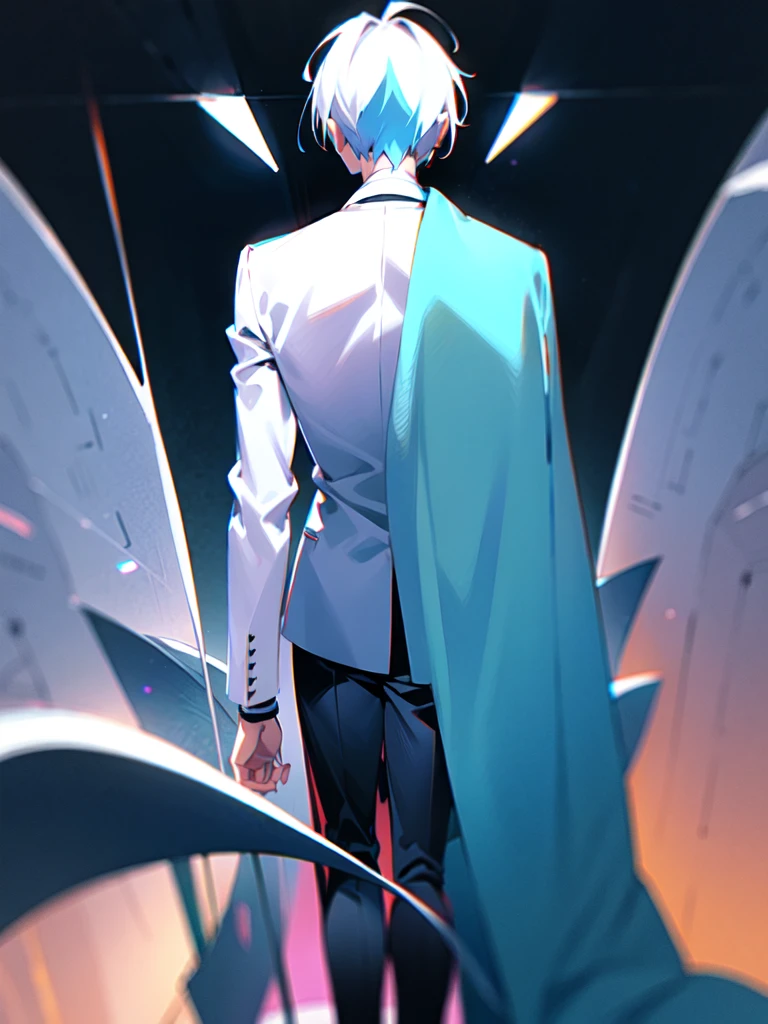 Male doctor A short, thin person stands with his back
