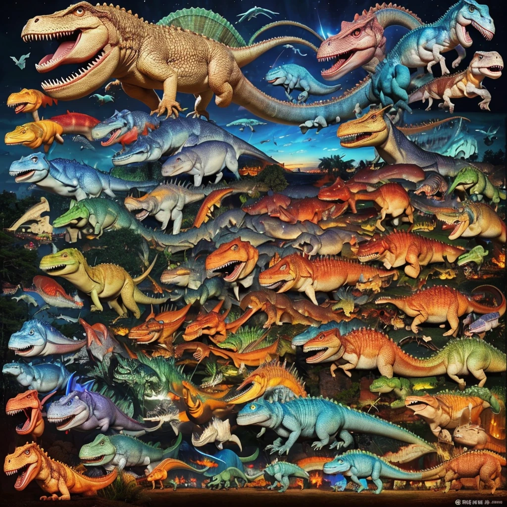 dinosaur、9Split、9kind、Mr.々Expression、Face only、Masterpiece、Masterpiece、Highest quality、The face is facing forward