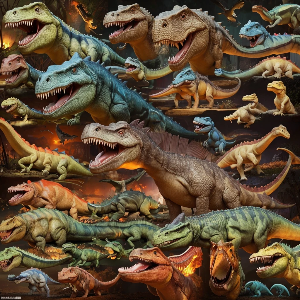 dinosaur、Image9Split、9kind、Mr.々Expression、Face only、Masterpiece、Masterpiece、Highest quality