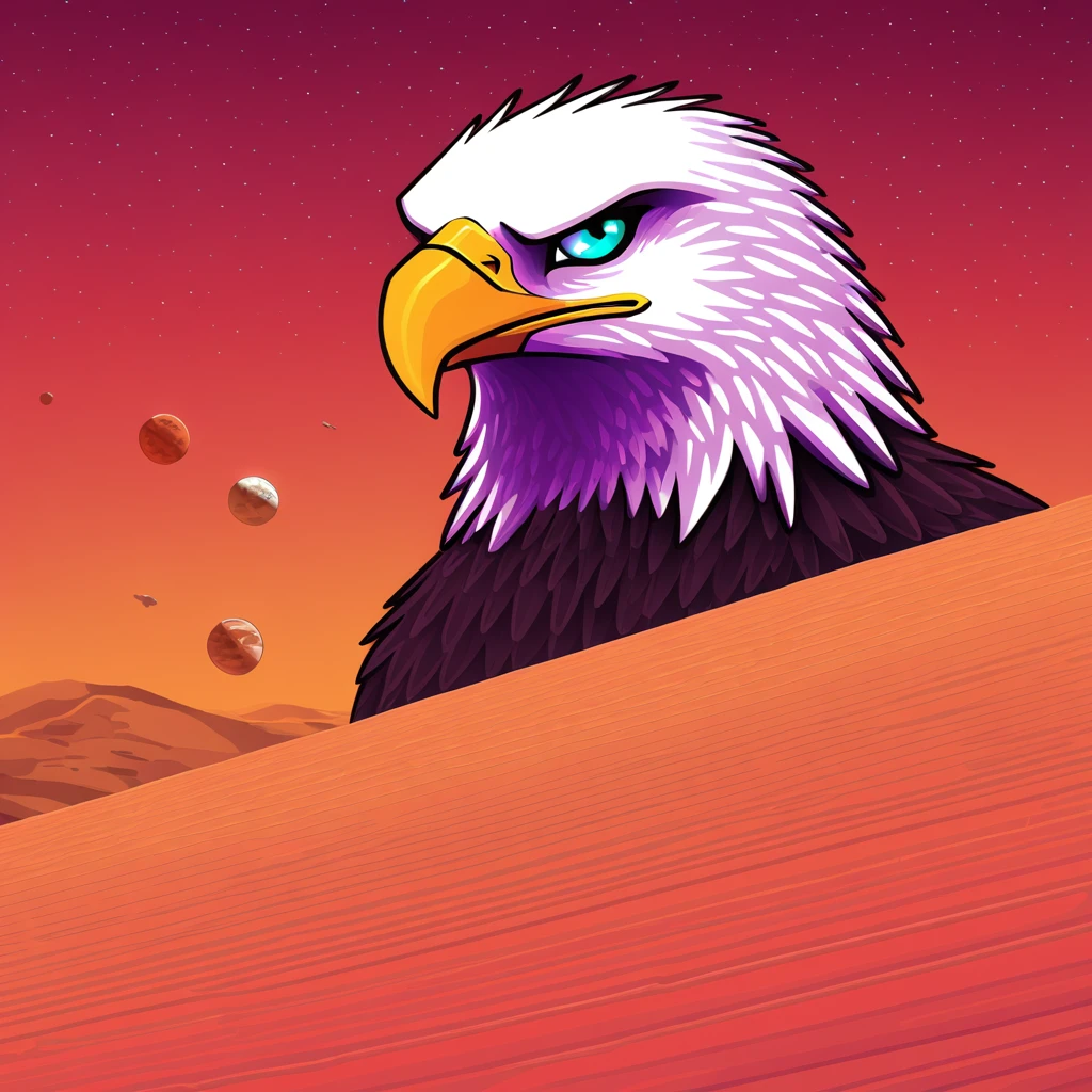 bald eagle on mars in Algorithmic art style
