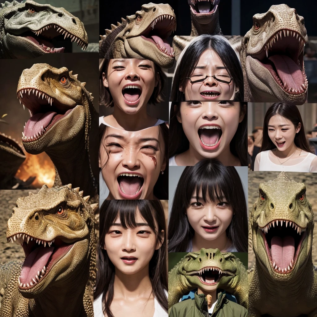 dinosaur、Image9Split、9kind、Mr.々Expression、Face only、Masterpiece、Masterpiece、Highest quality、Crying expression、Angry expression、Smiling face