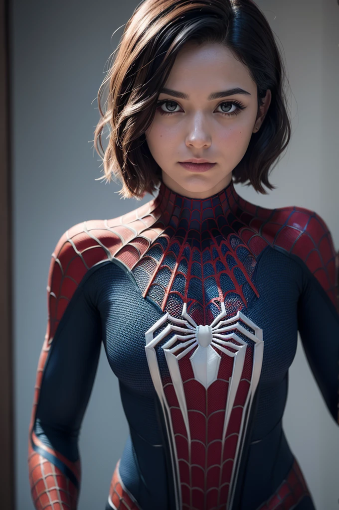 A photograph of Spider-Man, without mask, the 20s, bonitas, face detailed, looking at the camera, portraite, 8k hd, high qualiy