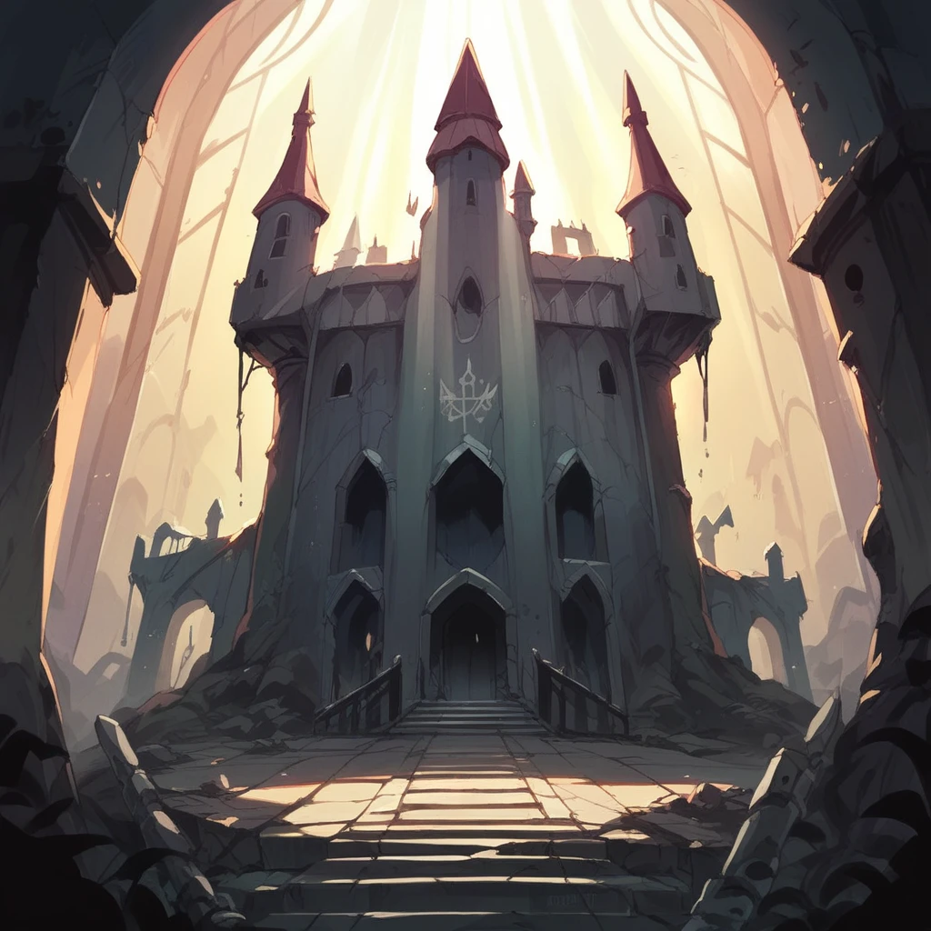 Highest quality　In the background you can see an abandoned castle with rays of light shining through it.　Demon Lord of Sorrow
