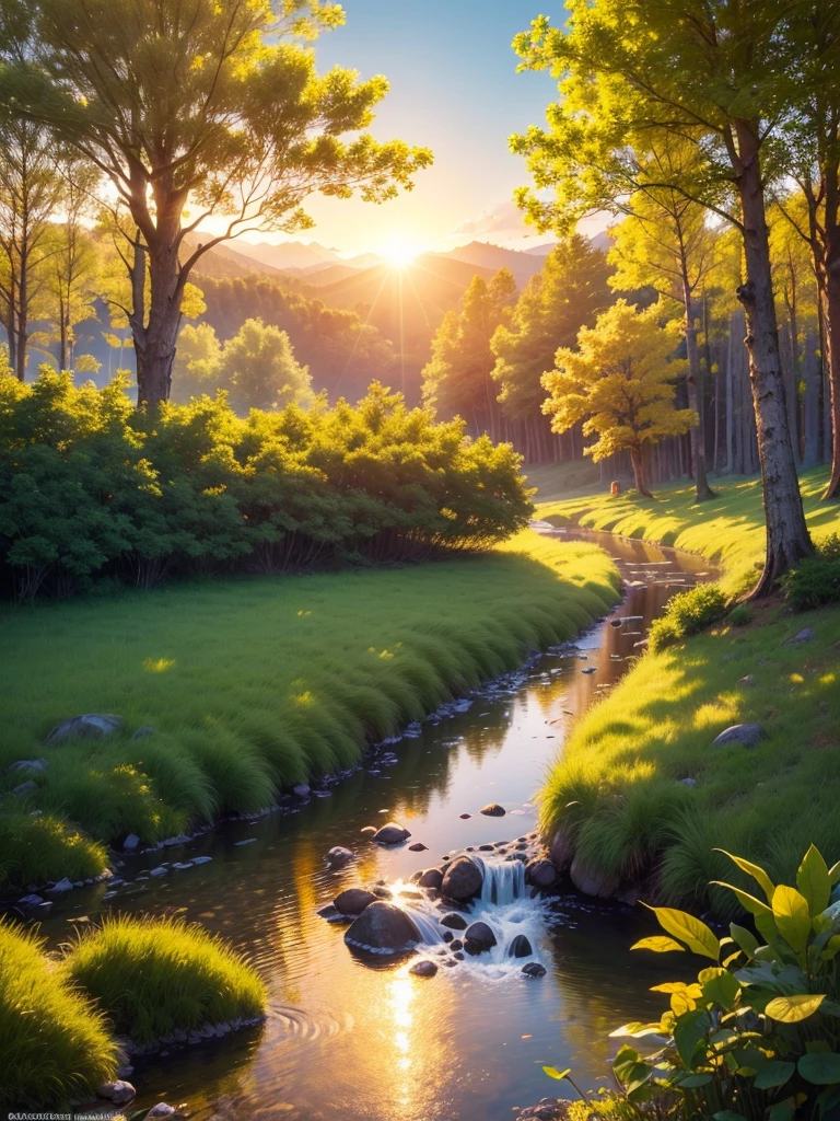 (Best Quality,4K,8K,hight resolution,masutepiece:1.2),Ultra-detailed,(Realistic,Photorealistic,Photorealsitic:1.37),Scenic,Nature,Gorgeous landscapes,Mesmerizing view,Colorful,calm mood,fresh air,sunlit,Transparent water,rich greenery,Thriving trees々,peaceful lake,vivid flowers,Breathtaking sunset,Golden sunlight,Gently shake the grass,The soothing sounds of nature,tranquil atmosphere,Calming effect,Exhilarating environment,Nurturing Beauty,Pristine landscape,Untouched wilderness,Natural harmony,A moment of bliss.