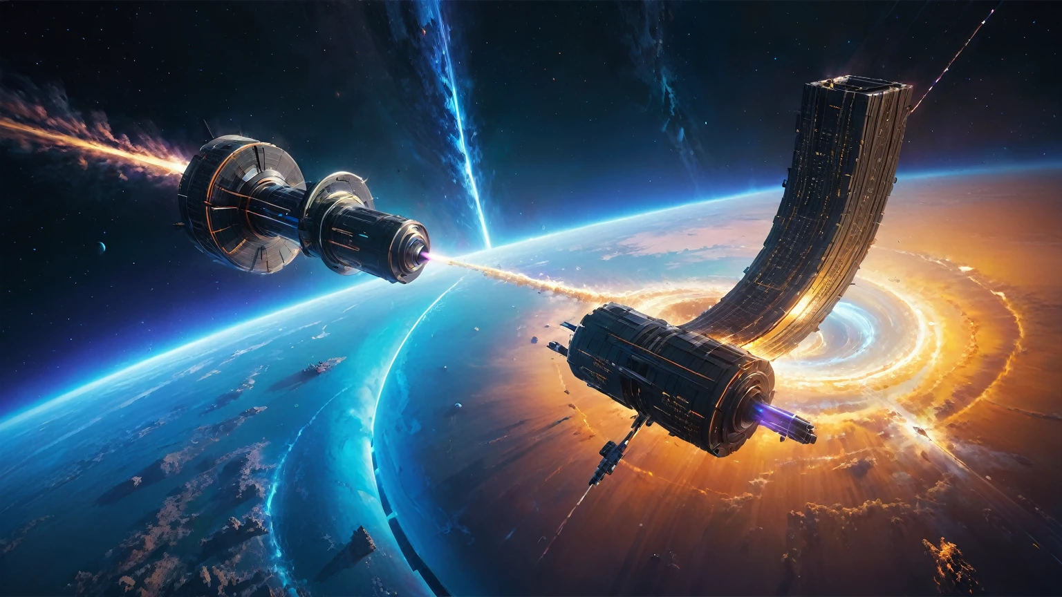 aerial view. brightly colored abstract image of a space station with a spiral, epic beautiful space scifi, chaotic cinematic space rift, greg beeple, planets colliding, beeple and tim hildebrandt, beeple and jean giraud, end of the universe, galaxy space sci-fi, ringworld, by Mike "Beeple" Winkelmann. Matrix style, (((((Matrix cascading code))))), (((((a futuristic twin tower skyscraper with a unique twisted design))))), (((((OLED GUI interfaces in the building))))), at night, (((((1girl, solo))))), photo realistic, (((large-breast:1.2 slim body, cleavage))), (((off broken mini sling-shirt and black sling bra, extreamly short pleated miniskirt exposing panty))), (((((running pose))))), (((((matrix style black sunglasses))))), ((((((((((aiming with a short gun)))))))))), (((((looking at camera))))), (((very low view))), (((((half-body thigh level medium shot))))), (((cinematic lighting))).